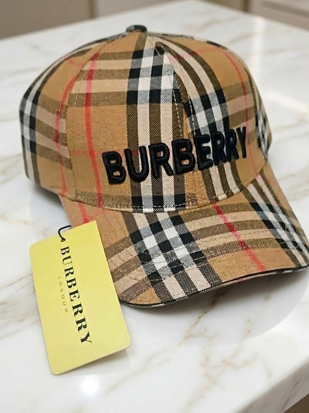 Women's Brand New Designer Embroidered Brby Tan Check Logo Baseball Cap w/Tag!